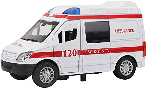 Masyrt Ambulance Toy,1:32 Mini Stimulation Alloy Ambulance Car with Whistle,Lighting Function Model Toy Vehicle,Resistants to Collision Model Toys Vehicle for Children Above 3 Years Old