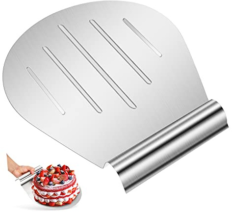 UKCOCO Levantador De Pasteles y Pala Para Pizza De Acero Inoxidable, Tamaño Mediano, Diseño Ergonómico, Resistente y Fácil De Limpiar, Adecuado Para Hornear Cocina Profesional y Doméstica