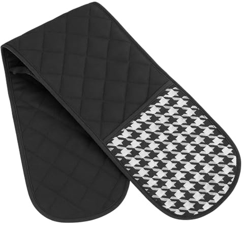 Oven Gloves, Heat Resistant Black Oven Mitts for Baking, Cooking and Grilling, Extra Long 18 x 78cm Oven Glove with Non-Slip Grip, Kitchen Essentials for Home Cooks and Outdoor Grillers
