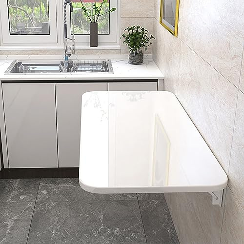 Kraftigt hopfällbart väggmonterat bord – multifunktionellt utrymmesbesparande för kök, tvättstuga, hem, bar och kontor – snygg vit design (120 x 50 cm)