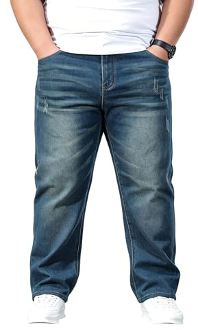 HZQIFEI Pantalones Vaqueros para Hombre, Suelto Pantalones Vaqueros Denim Jeans Talla Grande Cintura Elástica NZK002