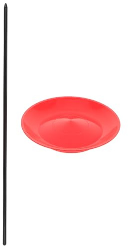 MERRYHAPY Set di 1 Piatto da Giocoleria in Plastica Rosso Resistente e Portatile con Bastone Professionale per Spettacoli Teatrali e Allenamento di Abilità per Principianti