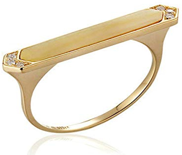 AMDXD Anello da donna in oro 18 K, con freccia di diamante, forma rotonda, anello di fidanzamento, Oro 18 carati (750), diamante