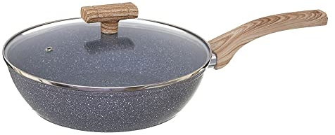 Secret de gourmet - Sauteuse avec couvercle D 24 cm en Aluminium Forgé aspect pierre Ligne Nature Tous feux