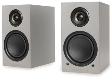 Triangle - Diffusori Attivi LN01A - Diffusori da Libreria Bluetooth con Amplificatore 2 x 50W - Audio HD - Ingressi Phono/Turntable Ottico & Uscita Subwoofer - 165x291x225 mm – Grigio Lino (Coppia)