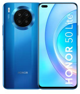 HONOR 50 Lite Unlocked Smartphone - 128GB Mobile Phone, 6GB RAM, Dual SIM, 64MP Quad Camera, 6.67 Screen, SuperCharge 66W, Snapdragon SDM662, NFC - Blue