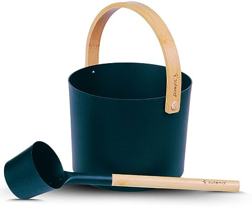 SULENO Sauna Set KJELL Metall 2-teilig Saunakübel & Saunakelle, Hochwertiges Saunazubehör in schwarz Aufgusskübel & Schöpfkelle für perfekte Saunasitzungen