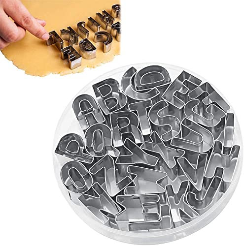 Alphabet Biscuits Coupe Moules,Taozoey Emporte Pièces Lettres,Emporte Pièce Alphabet Acier Inoxydable,Coupe-biscuit 26 Pcs,Inoxydable Alphabet Cutters,pour la Décoration de Gâteau, Biscuit, Scone