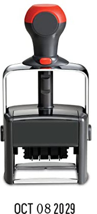 Veltec Robuster Metallrahmen, großer Datumsstempel, selbstfärbend, 11-Jahres-Band (schwarz)