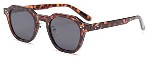 Kachawoo Lunettes de soleil polygone polarisées, pour hommes et femmes, avec cadre TR90, style rétro, L