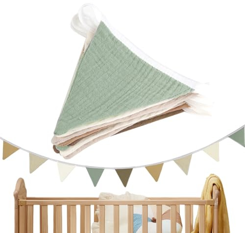 Banderines para habitación infantil, banderines triangulares, banderines triangulares, banderines triangulares, tela de algodón lavable, guirnaldas triangulares para sala de estar, sala de juegos,