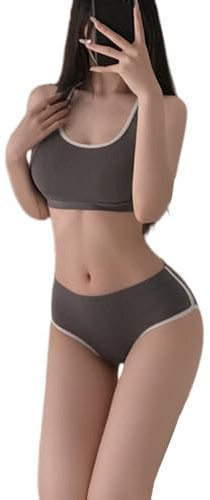 QNCLO Sous-vêtements de sport sexy pour femme - Tenue de gymnastique et de yoga, gris, taille unique