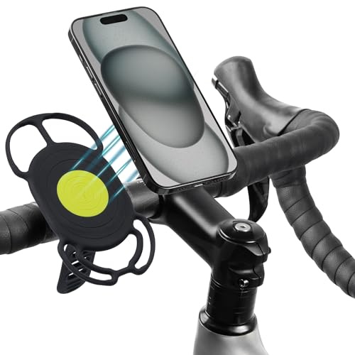Bone Bike Tie 4 Magnetic, Support Téléphone Vélo Magnétique pour Potence, Porte Smartphone Universel 4,7–7,2, Compatible MagSafe, Support Antichoc en Silicone pour Cyclisme et Fitness – Noir