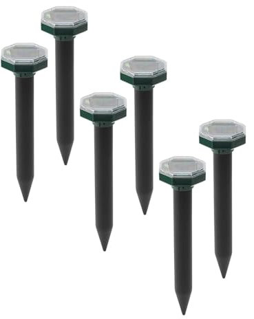 NCONCO Repellente per talpe a energia solare, ad ultrasuoni, 6 pezzi, per esterni, impermeabile, per talpe, protezione solare IP65, per la difesa di arvicole, antitalpe