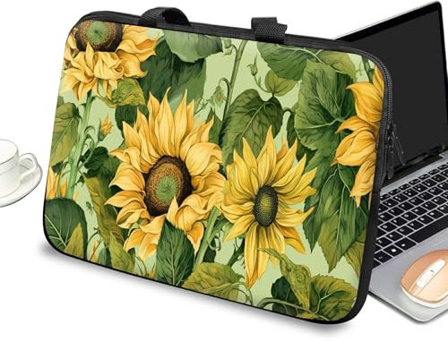 Custodia universale per computer portatile da 10 pollici, con manico e cerniera, borsa messenger per tablet da 7-10 pollici, per iPad/Notebook/eBook/lettori, girasole
