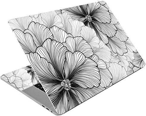 Mibbxea Autocollant en Vinyle Réutilisable pour Ordinateurs Portables 12,1-15,6,Décoratif,Résistant à l'eau et aux Rayures,pour 13,3 14 15 PC Portable et Netbook (035 Fleur de Croquis)