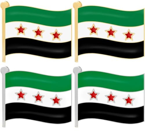 Tsffae 4pcs Broche De Drapeau Syrien, Badge De Broche De Drapeau De Syrie, Épinglette en Métal Badge en Métal Vintage Broche en Émail Vêtements Épinglettes pour Hommes Femme