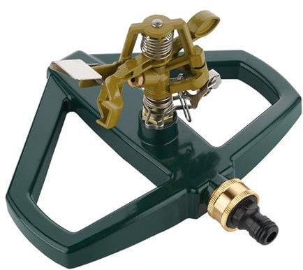Arroseur de pelouse avec socle en métal, arroseur à impulsions en métal, charge lourde, arroseur à pulsation, surfaces jusqu'à 540 m², rotatif à 360° pour pelouse, cour et arrosage de l'herbe