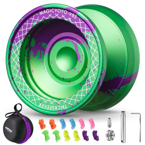 MAGICYOYO V8S Yoyo professionale per bambini, Yo-Yo reattivo per principianti, YoYo in metallo a doppia modalità con cuscinetto non reattivo per giocatori avanzati, include 12 corde + custodia per