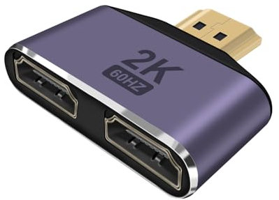 HuaLiSiJi Répartiteur HDMI 1 Entrée 2 Sorties 2K 60Hz Adaptateur HDMI Mâle vers Femelle Utilisation Unidirectionnelle pour Salles de Réunion et Environnements de Test