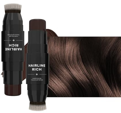 2-in-1 Hairline Cream Stick - Dark Brown Hair Fibers with Brush | Instant Root Touch-Up, Cover Gray & Thinning Spots | Natural Look, Water & Sweat Resistant,Forehead Bangs Complementary Color Stick