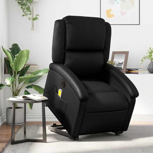 Owoxanthellate Fauteuil de massage, électrique, en cuir synthétique, noir, 71 x 86,5 x 99,5 cm, fonction vibration, fonction inclinable, TV relaxant, robuste et moderne, pour salon, chambre à coucher