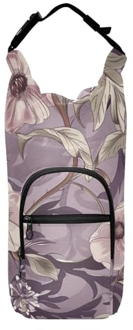SyXIOP William Morris, borraccia con motivo floreale, color malva, facile da trasportare, borsa per il trasporto, per escursionismo, 60/60/91/1134 ml, per adulti e bambini, per passeggiate, escursioni