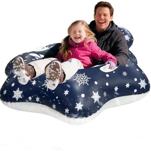 48 Heavy Duty Inflatable Snow Tube with Backrest - 330 lbs Capacity 0.8mm Cold Proof Sled for Kids Adults Family Winter Fun