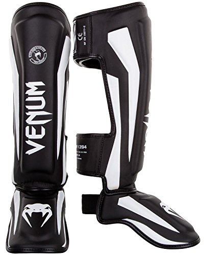 Venum Unisex Elite Stehende Schienbeinschoner, Schwarz / Weiß, L EU
