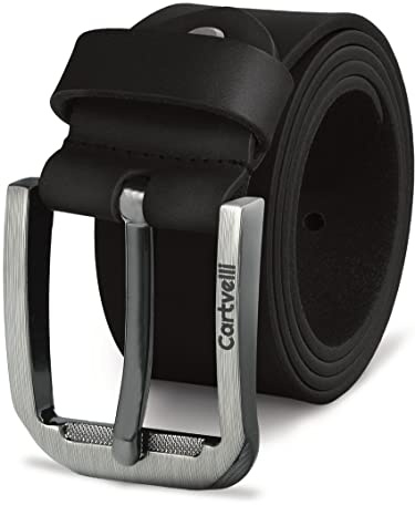 Cartvelli Ceinture homme cuir noir 120 cm - cuir de vachette pleine fleur 40 mm - Made in Germany - leather belt men black - pour jean, costume, chino, business & loisirs