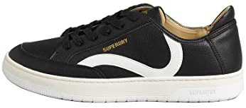 Superdry Herren Vintage VEGAN Basket Low TOP Sneaker, Black/White, 43 EU