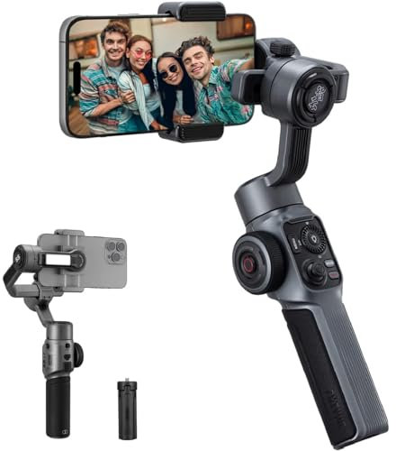ZHIYUN Smooth-5S [Official] Estabilizador de cardán para iPhone 3 Ejes con trípode, Gimbal para Smartphone con Luz Selfie, estabilizador de teléfono móvil para FilmIC Pro, Vlog,