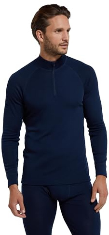 Mountain Warehouse Merino Mens Long Sleeved Thermal Baselayer Top - Leichter, atmungsaktiver und schnell trocknender Pullover - Für Spaziergänge und Wanderungen Marine 3X-Large
