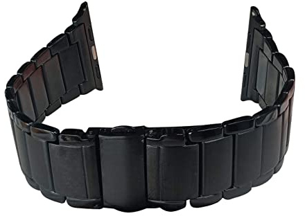 MaKTech Länkarmband i Rostfritt Stål,Smala Sidor Polerad Ljus Yta Inläggning Borstad Finish Band,Kompatibel med Apple Watch Serie 11/10/9/8/7,Ultra 3/2/1,SE 3/2/1 [2025] (46mm/45mm/44mm/49mm,Svart)