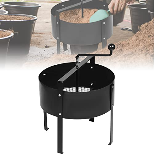 LZQ Tamis de jardin à manivelle - Tamis à compost rotatif - Pour le jardin - Diamètre 40 cm - Tamis en maille de 1,2 mm - Pour terre, compost, mauvaises herbes, sable, gravier