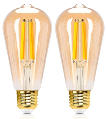 Aigostar Lampadine Alexa E27 WiFi Edison Lampadina Vintage 6W 806ML Lampadine Smart Retrò Dimmerabile 2700K-6500K, Controllo Remoto tramite APP, Compatibile Con Alexa, Google Home, Oro 2 pezzi