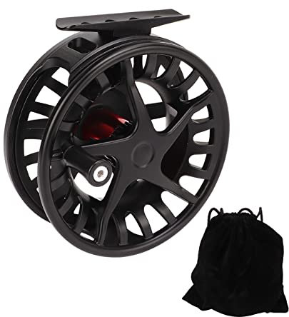Topyond Hochwertige Schwarze Fliegenfischerrolle, Fliegenrolle aus Aluminiumlegierung Mit Großer Kapazität, Austauschbare Angelrolle Für Die Linke Und Rechte Hand, Geeignet Zum Salzwasserfischen