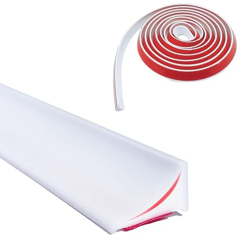 Striscia di protezione contro le cadute per doccia, autoadesiva, 2 m x 20 mm, con gomma siliconica, autoadesiva, per separazione da bagnato e asciutto, per cucine, bagni, lavandini (bianco)