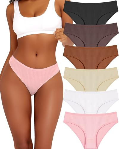 BeReady Confezione da 6 Mutande da Donna in Cotone Elasticizzato Slips Cotone Hipster comode Biancheria Intima Cotone Intimo Traspirante Slip da Donna Confezione Multipla S-XL,A-6er，XL