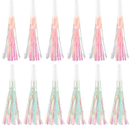 NUOGUAYI 12 Stück Partygebläse, Geburtstagsfeier Pfeifen, Bunte Party Hörner, Party Whistle, Bunte Party Krachmacher, Party-Gebläse, für Halloween, Geburtstagsfeier, Neujahr Party