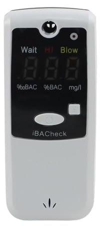 iBACheck Etilometro Elettronica, Etilometro Portatile, Alcool Test con Display a LED Digitale, 4 unità di misurazione, Alcool Test Bassa Potenza e 350 Test