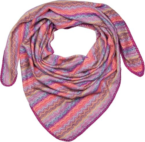 styleBREAKER XXL trekantig halsduk med sicksackvävmönster, flerfärgad triangelduk, halsduk mjuk och varm 01020051, Hallon orange-turkos, one size