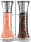 Salt and Pepper Grinder Set – 2 Pack with Stainless Steel Stand - Adjustable Coarseness - 200ml Glass Mills - Premium Ceramic Grinder for Fresh Spices