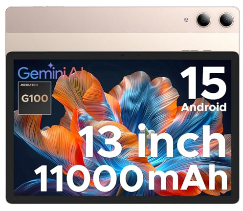 DOOGEE Tab E3 Pro Android 15 Tablet 13 Zoll FHD+ Helio G100 Octa-Core 32GB RAM+256GB ROM (2TB TF) 11000mAh Akku Tablet mit SIM Card Slot 13MP+8MP WidevineL1/ Dual 4G LTE + 5G WiFi/Face ID/OTG/GPS