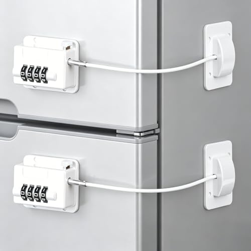 AYESY Cerradura Para Puerta De FrigoríFico 2 Piezas Cerraduras Seguridad Bebes Autoadhesivo Con Codigos Candado Frigorifico De NiñOs Para FrigoríFico, Puerta, Armario Ventana de Seguridad(Blanco)