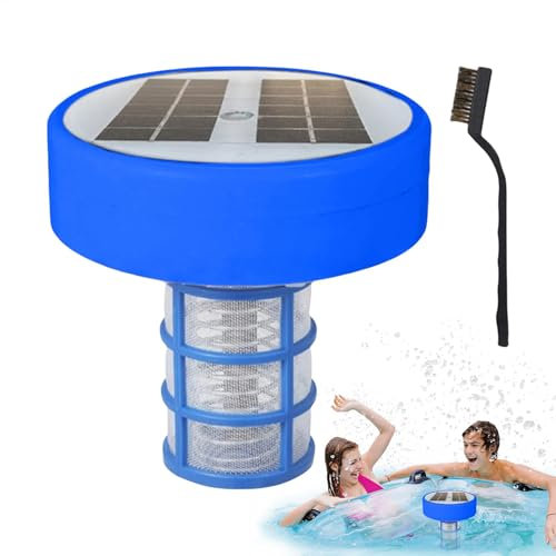 Ionizzatore solare per piscina, purificatore d'acqua galleggiante automatico, pulitore solare con ionizzazione del rame, alghe e controllo, luce LED per piscine d'acqua dolce e salata, rame