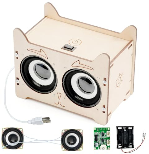 Altoparlanti Bluetooth fai da te, kit di costruzione elettronica, set di altoparlanti in legno, esperimenti scientifici per bambini, altoparlante Bluetooth, giocattolo STEM, fantastiche idee regalo