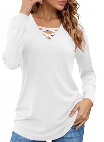 Totatuit Tunique Femme Manches Longues Coton Haut Basique Style Décontracté