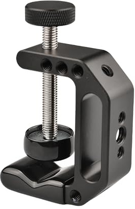 MALSSE Pince en C réglable avec trou de filetage de 6,35 mm et 9,5 mm - Support de serrage fixe robuste en forme de C pour écran LCD et appareil photo