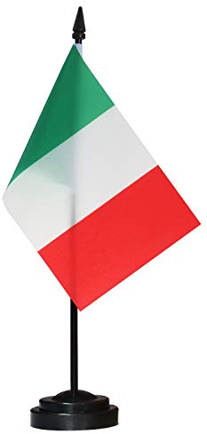 ANLEY Italy Deluxe Desk Flag Set - 6 x 4 Inch Miniature Italian Desktop Flag with 12 Solid Pole - Vivid Color and Fade Resistant - Black Base and Spear Top